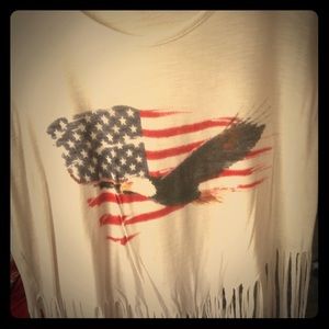Patriotic fringed wide tanktop